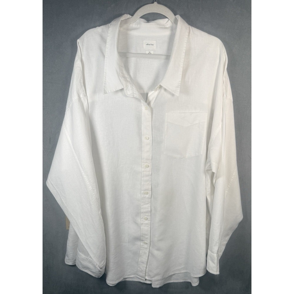 Aritzia Wilfred White Linen Button Shirt Lenzing Relaxed Fit Lagenlook 2XL NWT